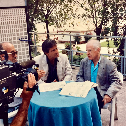 1989 – Le Mahabharata en compétition officielle au Festival du film de Venise.
Peter Brook avec Vittorio Mezzogiorno.